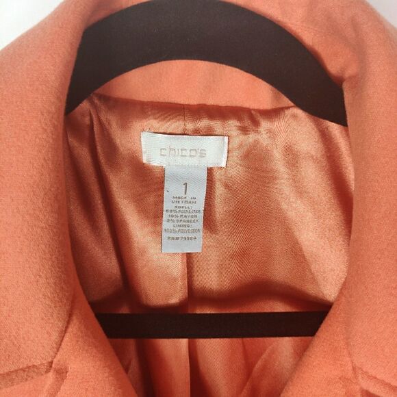 Chico's Orange Coat Size 1 or Women's Medium‎ - Picture 2 of 5